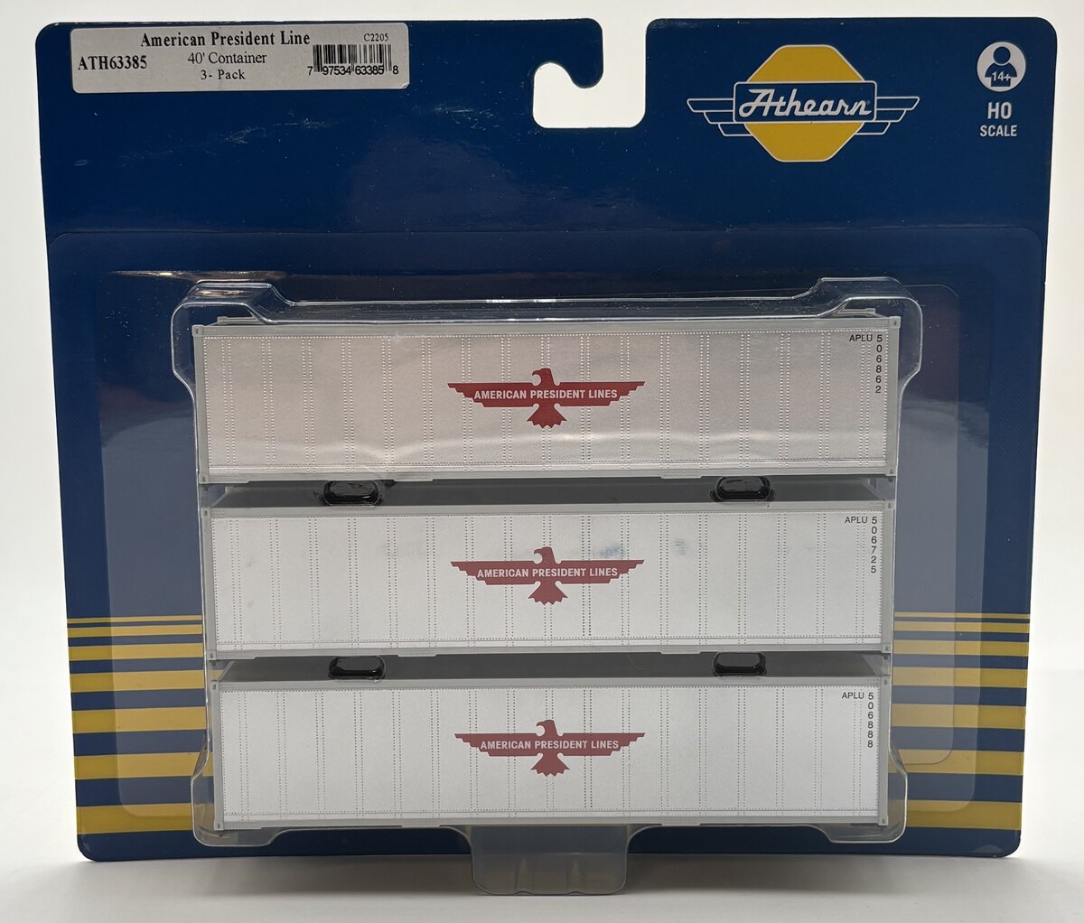 Athearn 63385 HO APL 40' Smooth Side Container #1 (Set of 3)