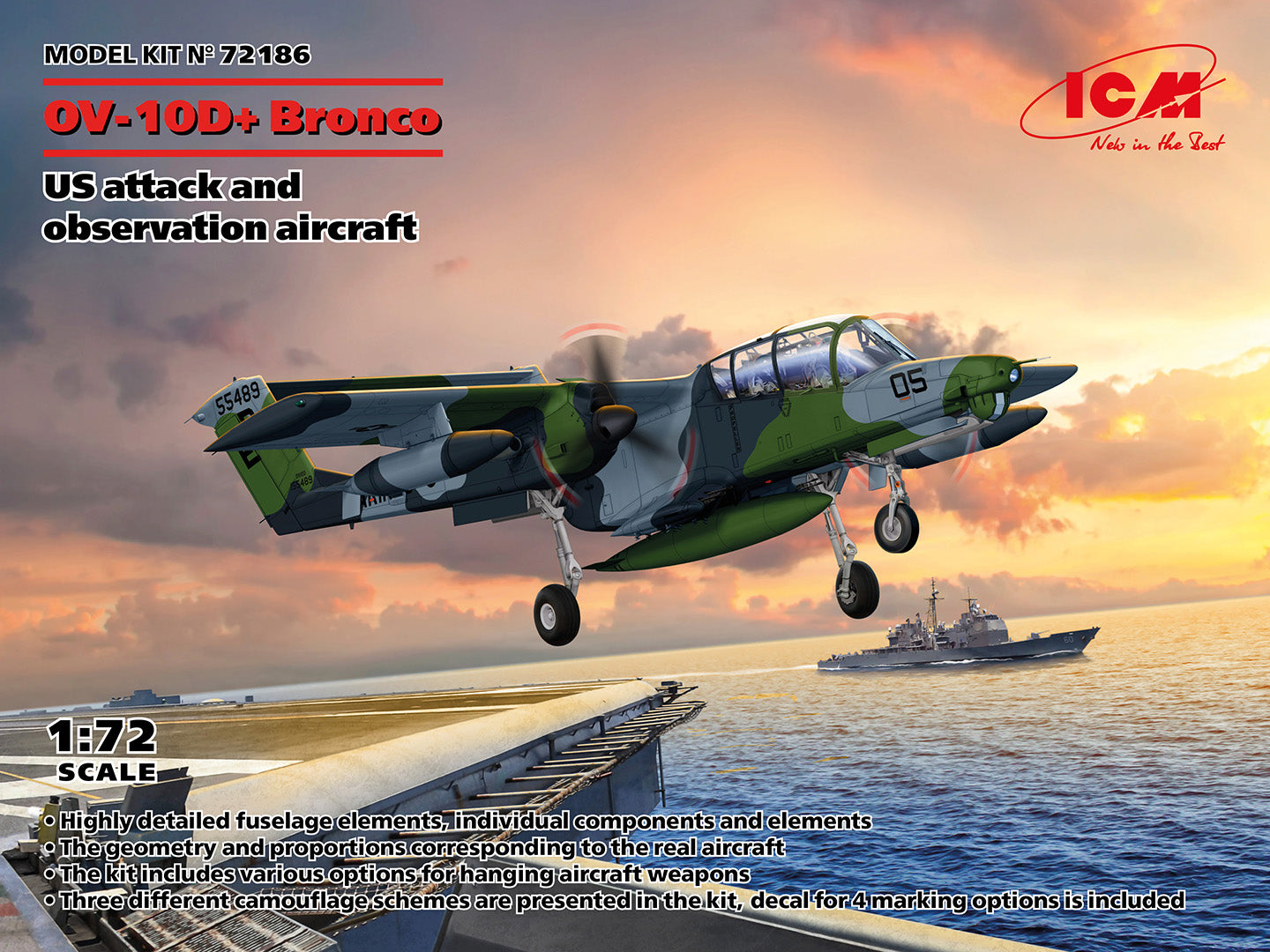 ICM 72186 1:72 OV-10D+ Bronco US Attack and Observation Aircraft Model Kit