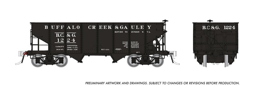 Rapido Trains 148020A HO Buffalo Creek & Gauley GLa 2-Bay Hopper