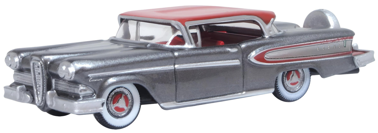 Oxford Diecast 87ED58008 HO Silver Gray Ember Red 1958 Edsel Citation Car