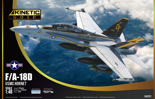 Kinetic Model K48121 1:48 F/A-18D Hornet VMFA AW-242 "Bats" Aircraft Plastic Kit