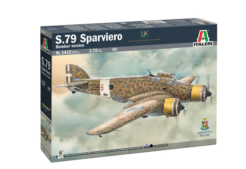 Italeri 1412 1:72 S.79 Sparviero Bomber Version Aircraft Plastic Model Kit