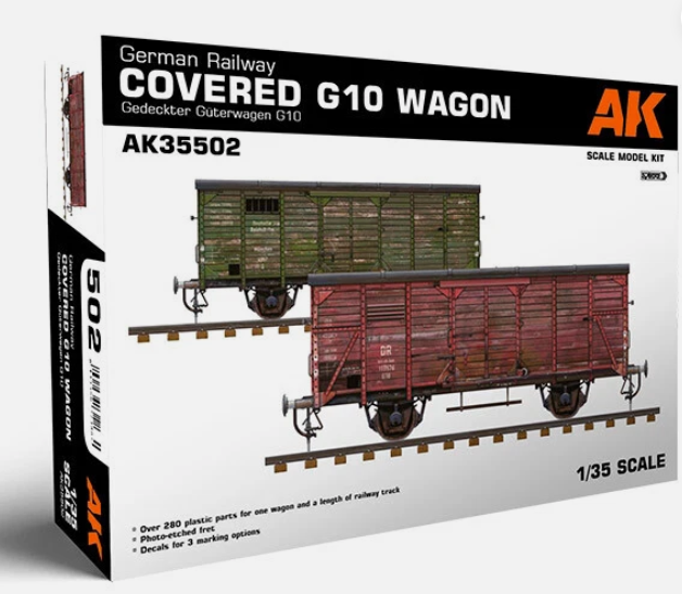 AK Interactive 35502 1:35 German Railway Covered G10 Wagon Plastic Model Kit