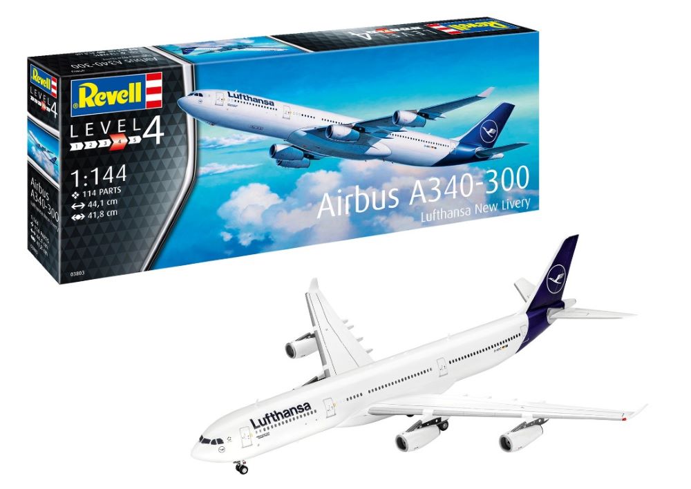 Revell of Germany 03803 1:144 Airbus A340-300 "Lufthansa" Aircraft Plastic Kit
