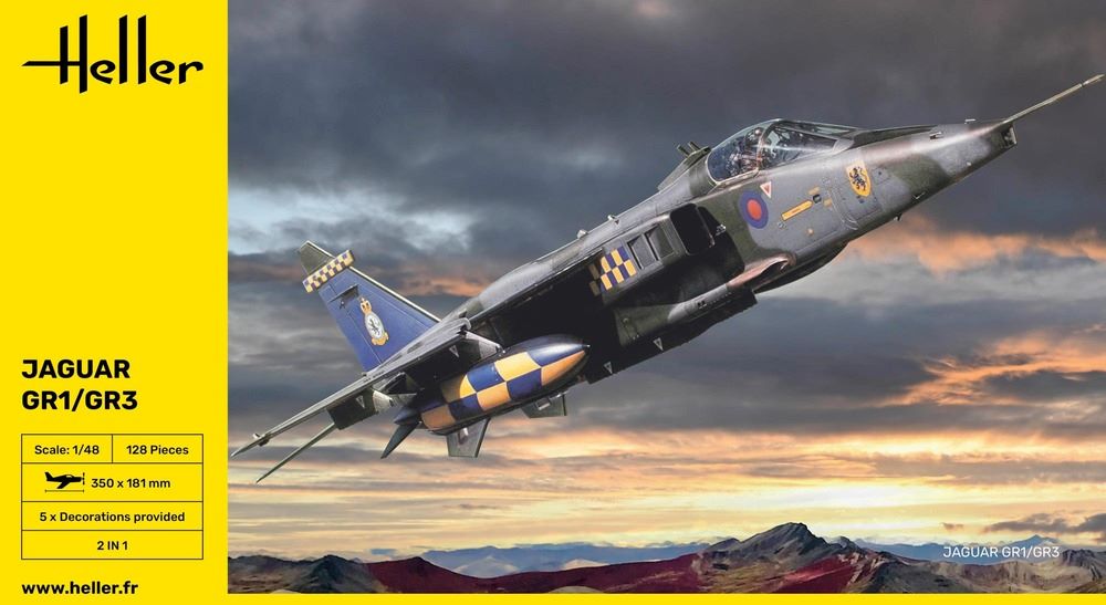 Heller 80427 1:48 Jaguar GR.1/GR.3 Ground Attack Aircraft Plastic Model Kit