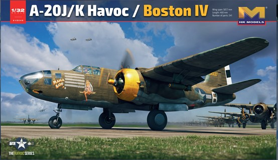 HK Models 1E040 1:32 A20J/K Havoc/Boston IV Bomber Aircraft Plastic Model Kit
