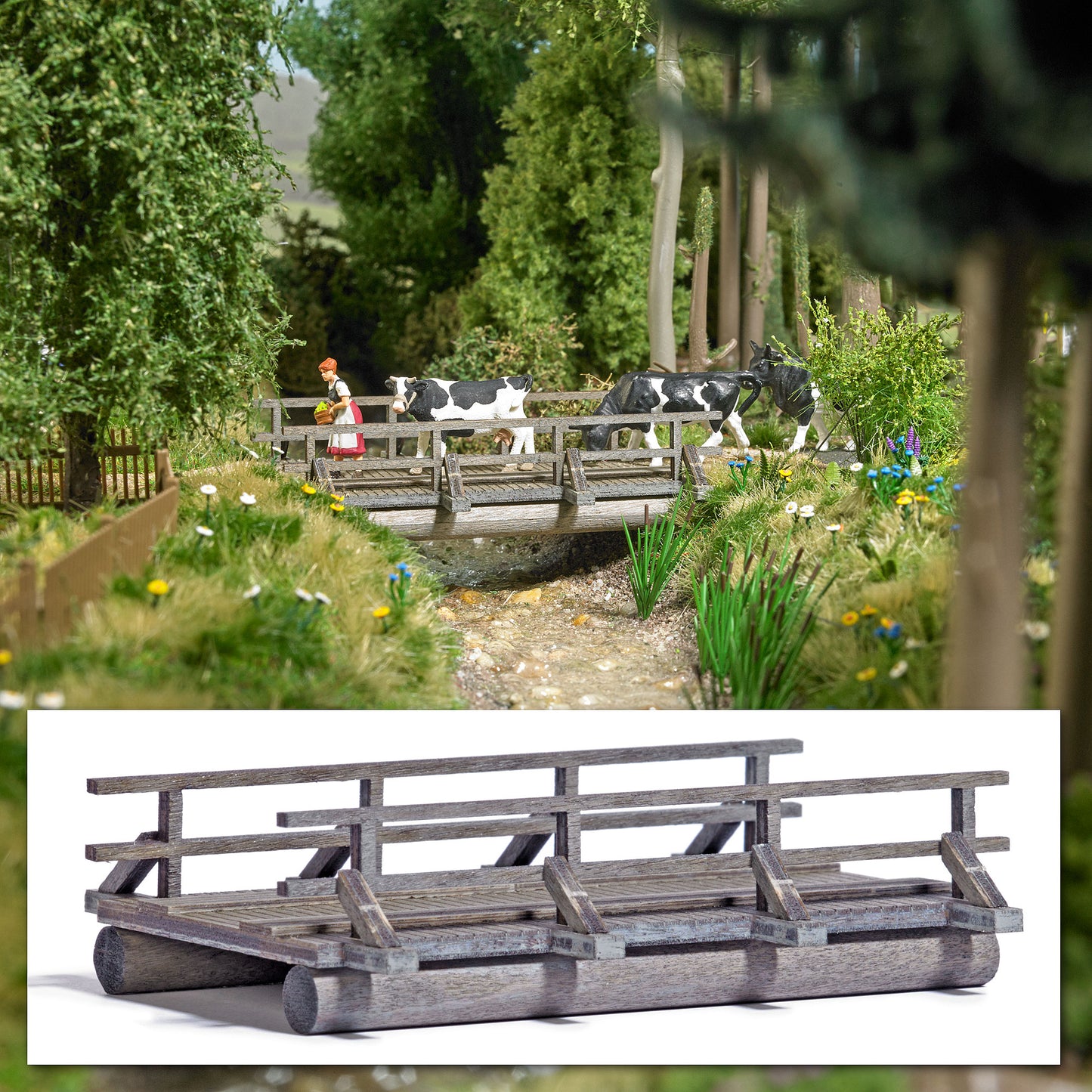 Busch 1850 HO Wooden Bridge Kit