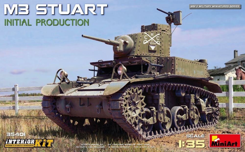 MiniArt 35401 1:35 WW II M3 Stuart Initial Production Tank Plastic Model Kit