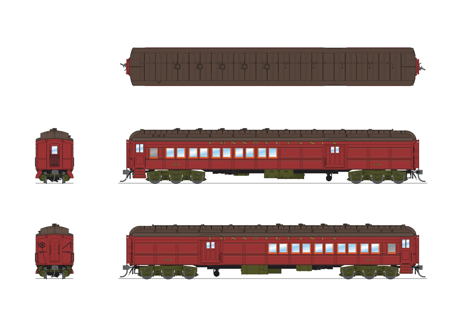 Broadway Limited 8964 HO PRR 1930's Era Heavyweight Passenger (Set of 5)