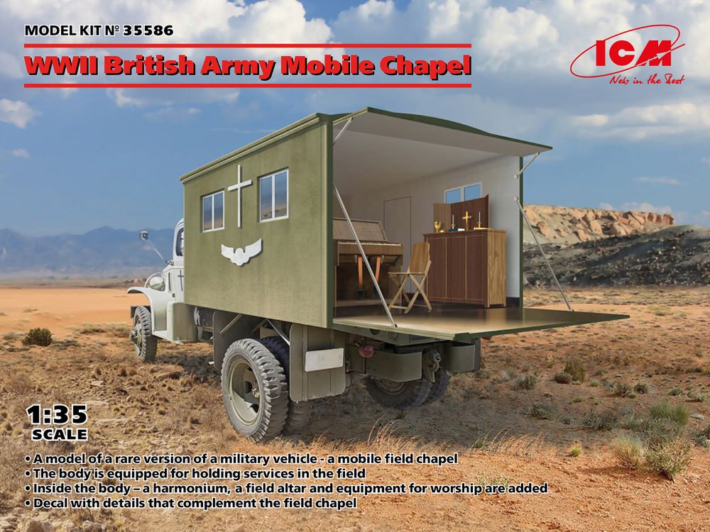 ICM 35586 1:35 WWII British Army Mobile Chapel Plastic Model Kit