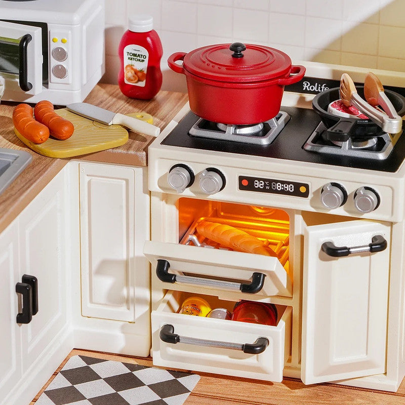 Robotime DW008 Rolife Happy Meals Kitchen DIY Plastic Miniature House Kit