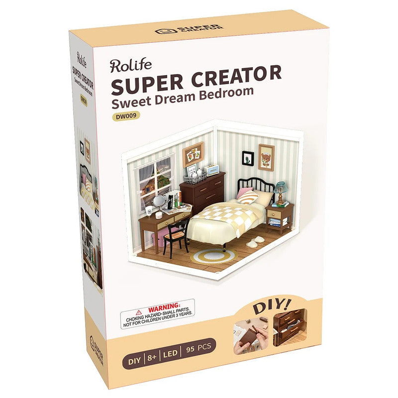 Robotime DW009 Rolife Sweet Dream Bedroom DIY Plastic Miniature House Kit