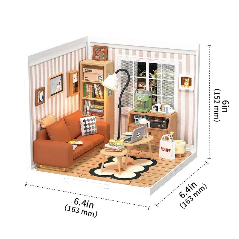 Robotime DW007 Rolife Cozy Living Lounge DIY Plastic Miniature House Kit