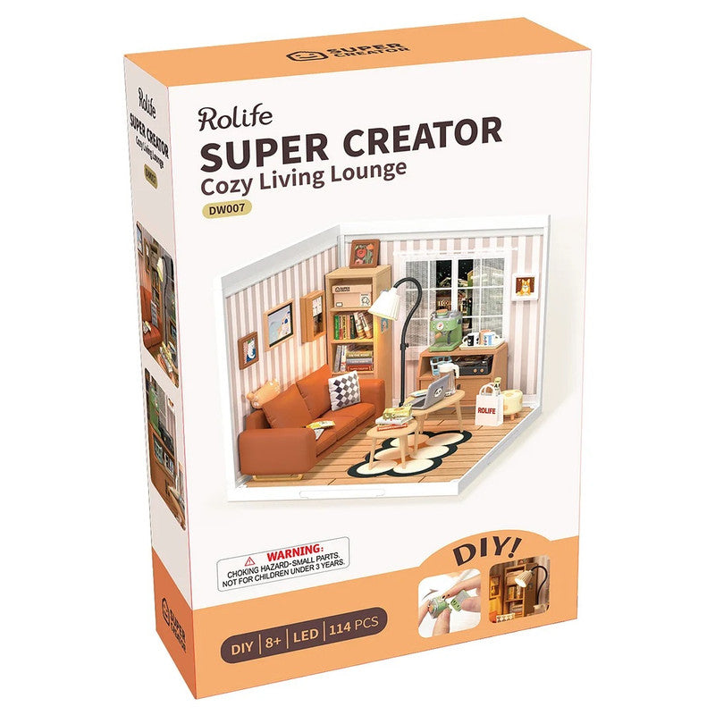 Robotime DW007 Rolife Cozy Living Lounge DIY Plastic Miniature House Kit