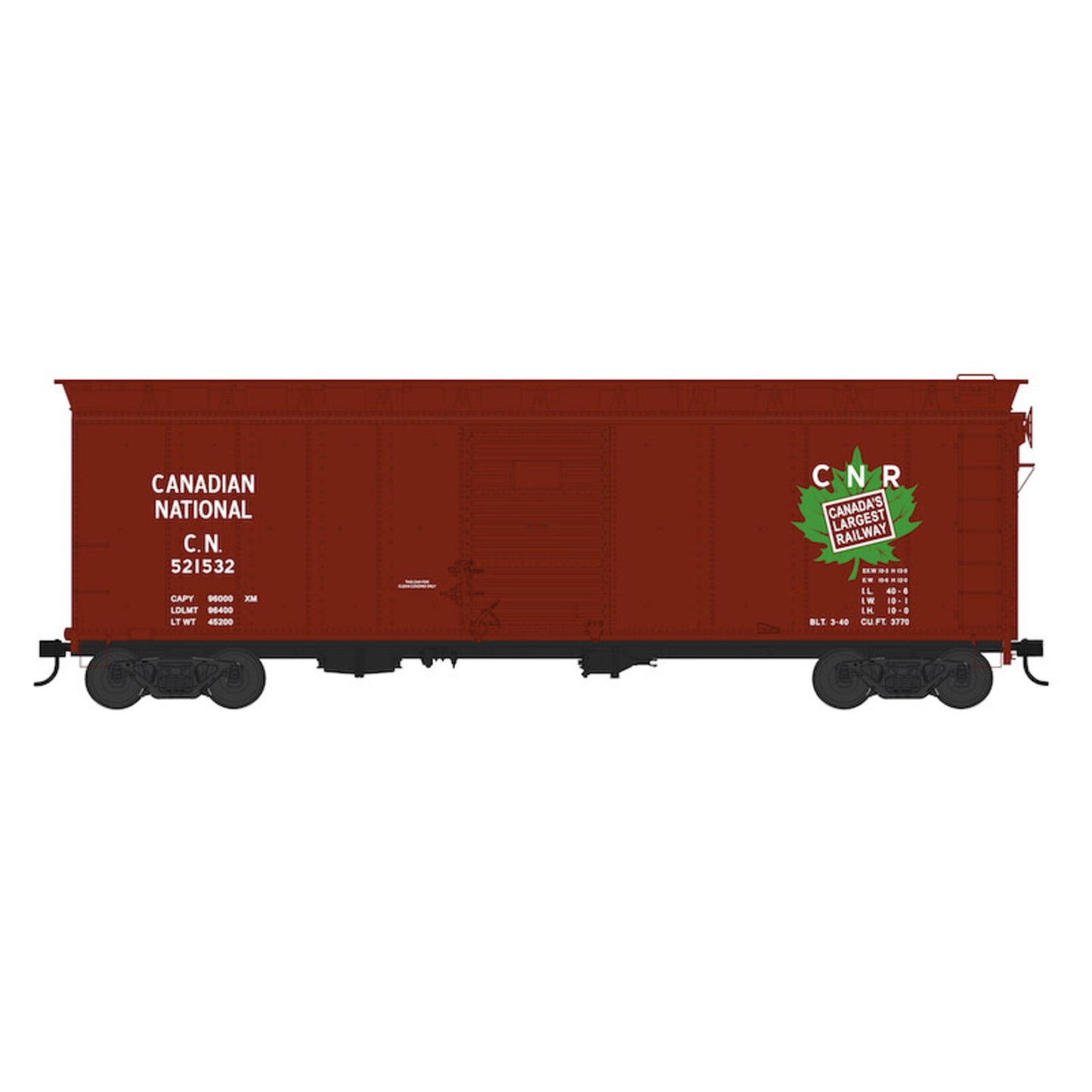 Bowser 25744 HO Canadian National Serves All Canada 40' Boxcar #521532