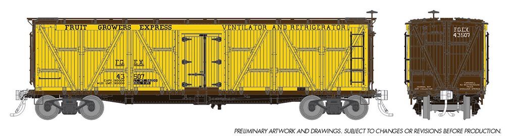 Rapido Trains 177202A HO Fruit Grower Express Brown Roof Scheme FGE R7 Reefer