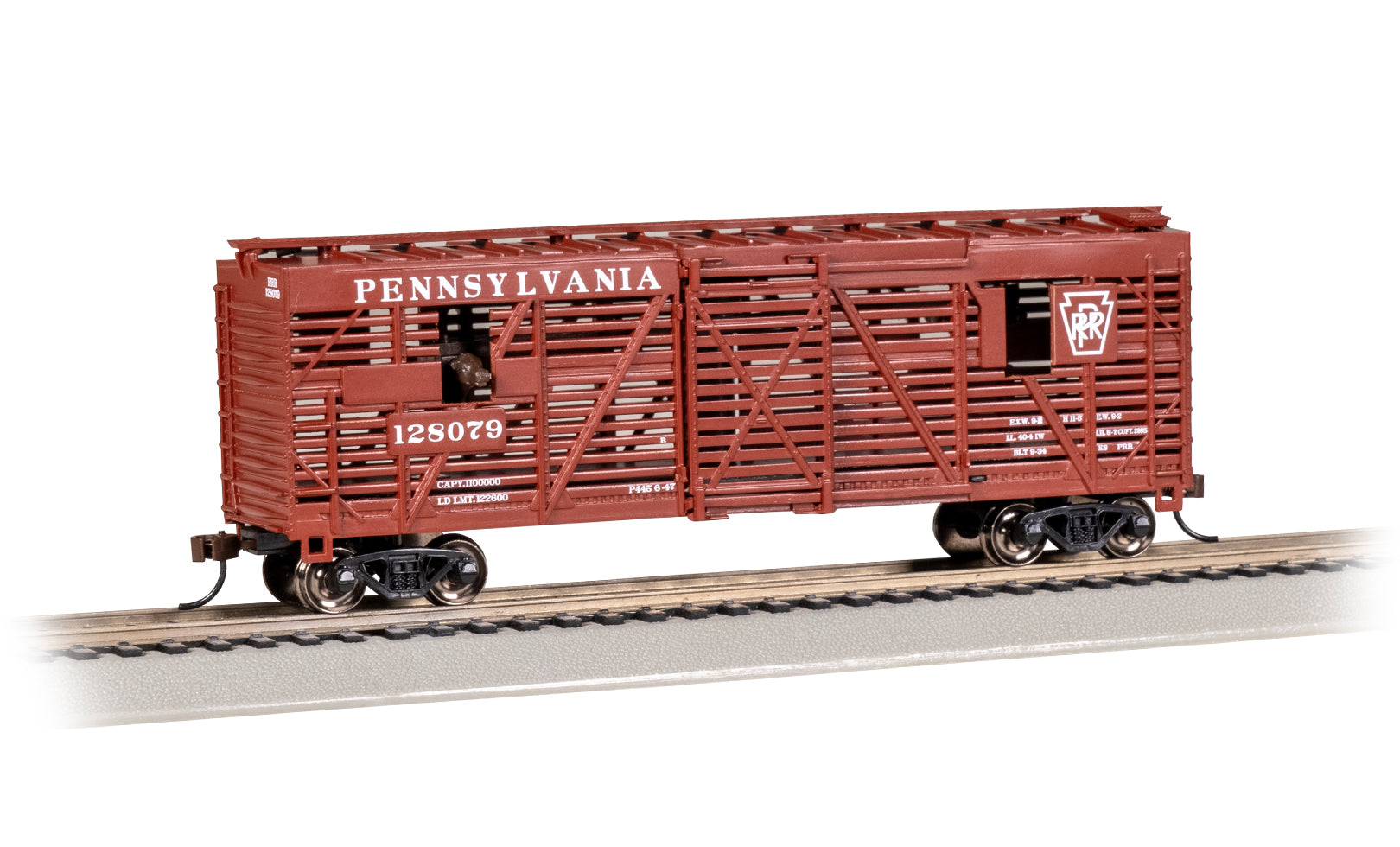 Bachmann 19715 HO Pennsylvania 40' Animated Stock Car with Cattle #128079
