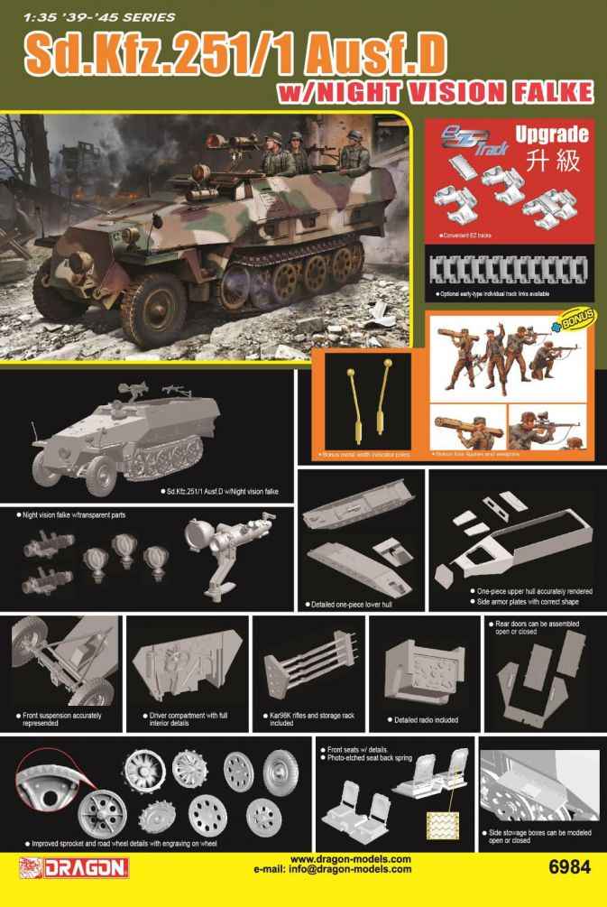 Dragon 6984 1:35 Sd.Kfz.251/1 Ausf.D w/Night Vision Falke Plastic Model Kit