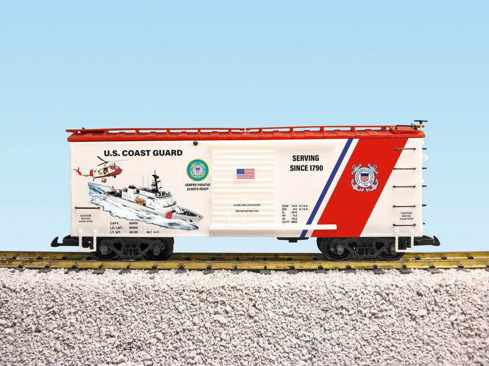USA Trains R19158 G US Coast Guard White/Red Steel Boxcar