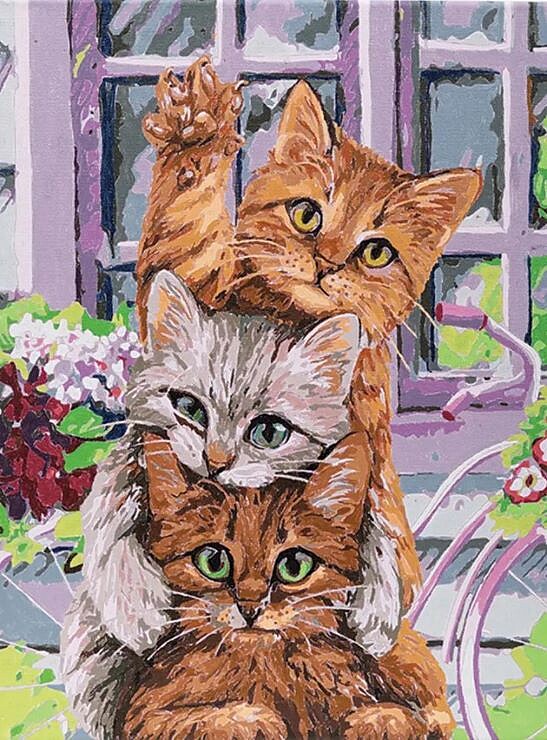 Cobble Hill Puzzles 60079 12" x 16" Hi Kittens Paint by Number Kit