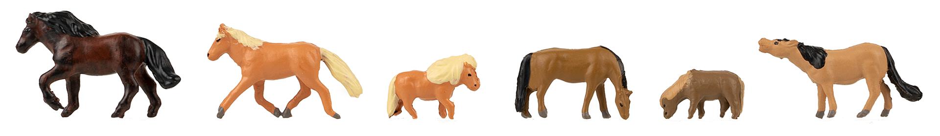 Faller 155910 N Horses and Ponies Animal Figure Set (Set of 6)
