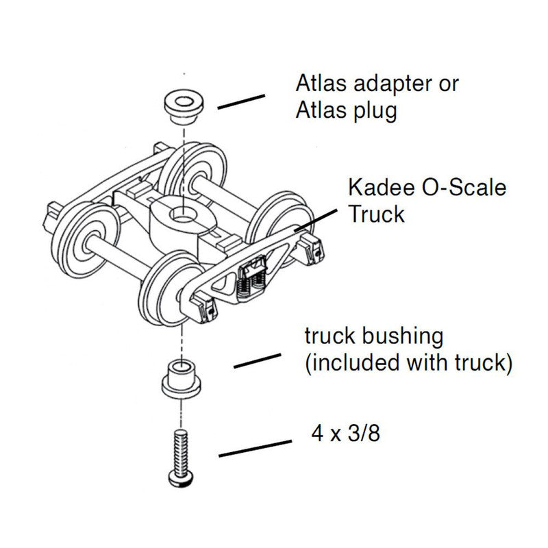 Kadee 750 O 2 Rail A.S.F. A-3 Ride-Control Metal Trucks w/ Back Metal Wheels