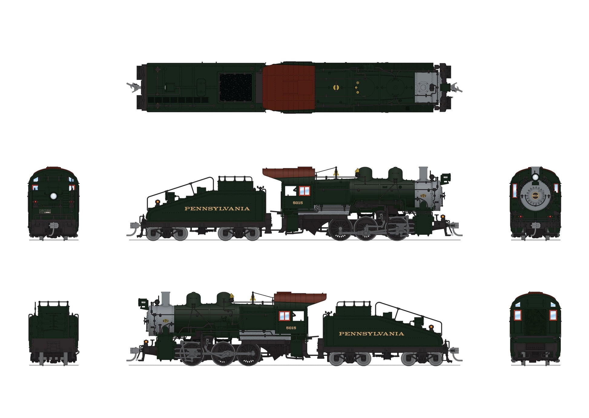 Broadway Limited 9173 HO PRR B6sb 0-6-0 Steam Loco w/ Tender, Sound/DC/DCC #5015