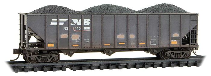Micro-Trains 10844540 N NS 100-Ton 3-Bay Ribside Open Hopper w/Coal Load #145808