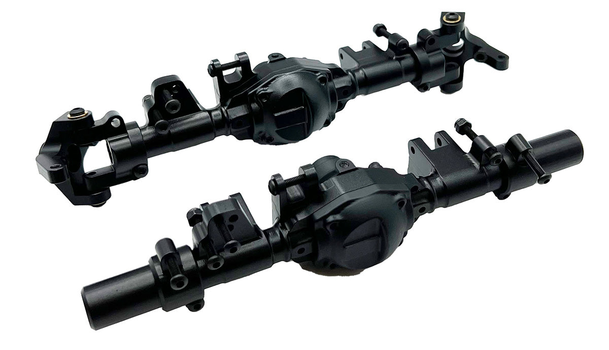 Racers Edge 1970BK Black Aluminum Front & Rear Axle Housing Set