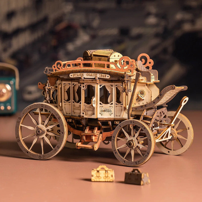 Robotime AMKA1 ROKR Stagecoach Mechanical Music Box 3D Wooden Puzzle