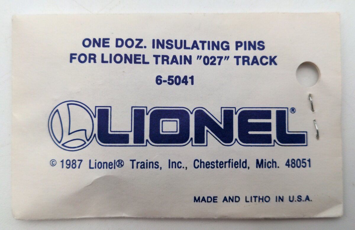 Lionel 5041 O27 Gauge Fiber Insulating Track Pins (Envelope of 12)