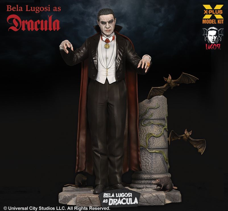 X-Plus Model Kit 200214 1:8 Bela Lugosi as Dracula Plastic Model Kit w/Bats