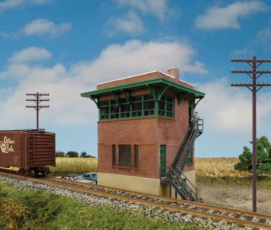 Walthers 933-3554 HO PRR Brick Interlocking Tower with Flat Roof Kit