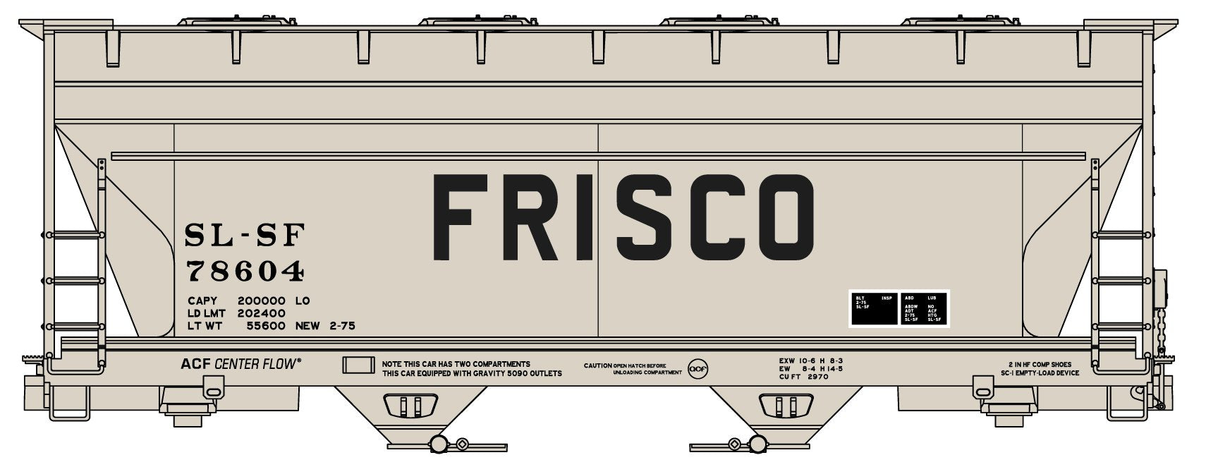 Accurail 2216 HO SLSF ACF 2-Bay Covered Hopper Kit #78604