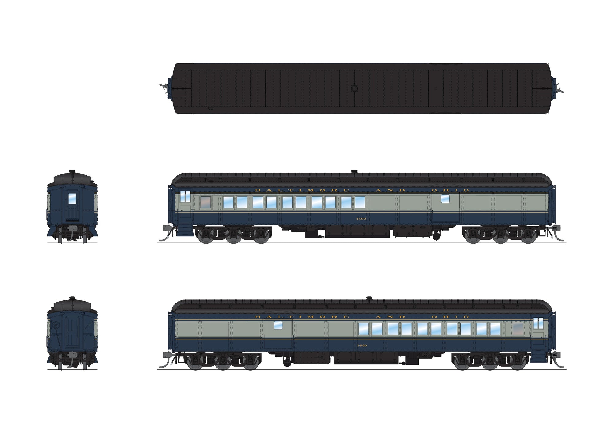 Broadway Limited 9113 HO Baltimore and Ohio Coach-Baggage Combine #1497