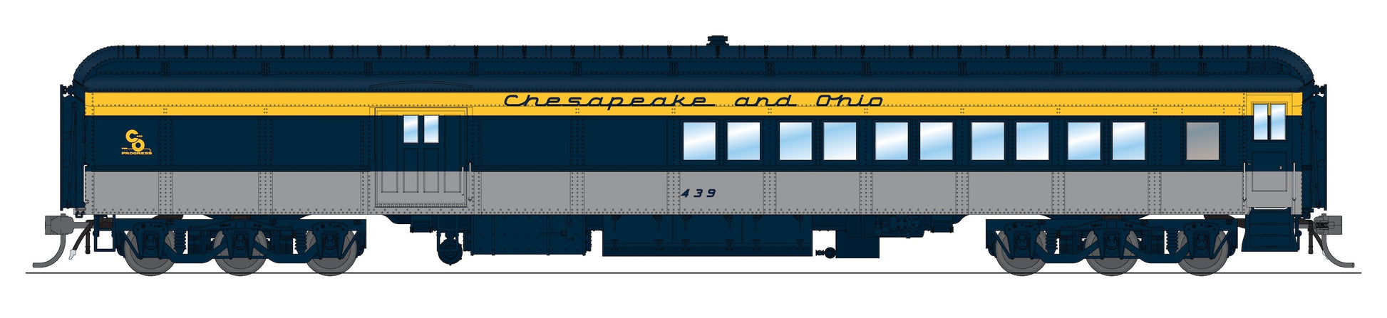 Broadway Limited 9114 HO Chesapeake and Ohio Coach-Baggage Combine #439