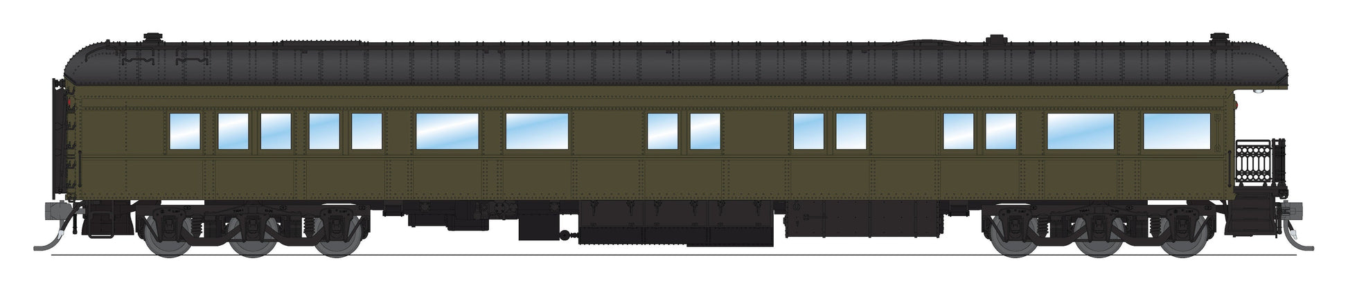 Broadway Limited 8961 HO Unlettered Pullman Green with Balloon Roof Business Car