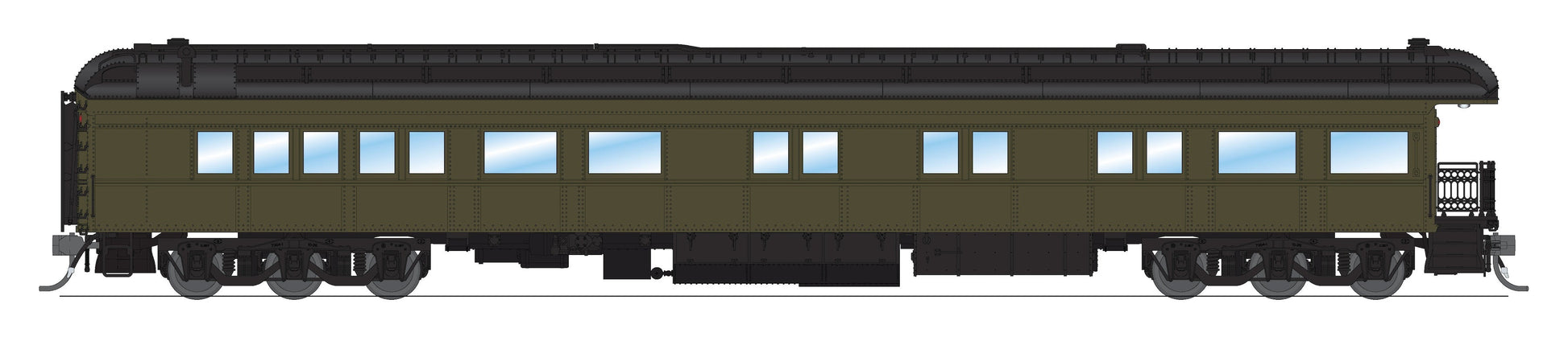 Broadway Limited 8960 HO Unlttrd Pullman Green with Clerestory Roof Business Car