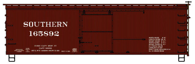 Accurail 1412 HO Southern Railway 36' Wood Boxcar Kit with Metal Ends