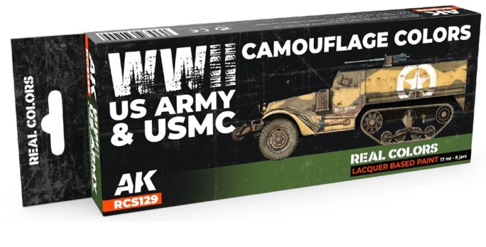 AK Interactive RCS129 WWII US Army & USMC Camo Lacquer Paint (Set of 8)