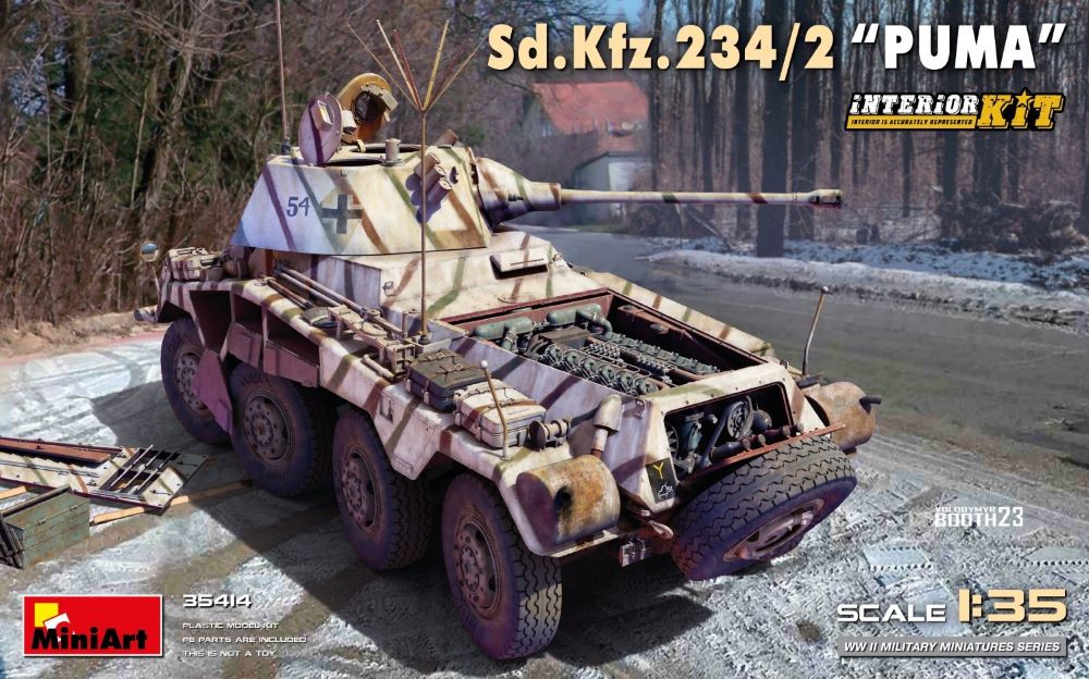 MiniArt 35414 1:35 Sd.Kfz. 234/2 Puma Armored Vehicle Interior Plastic Model Kit