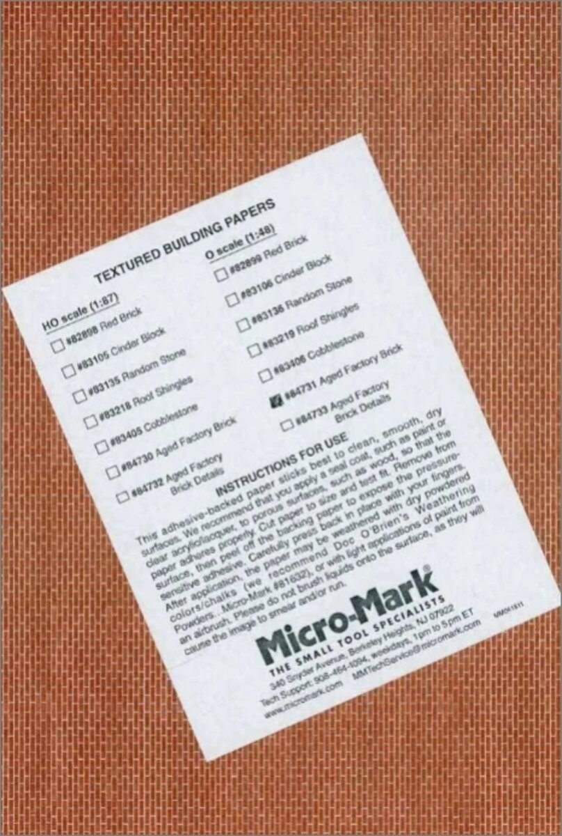 Micro-Mark 84731 O Scale Textured Building Paper Agend Factory Brick (Pack of 4)