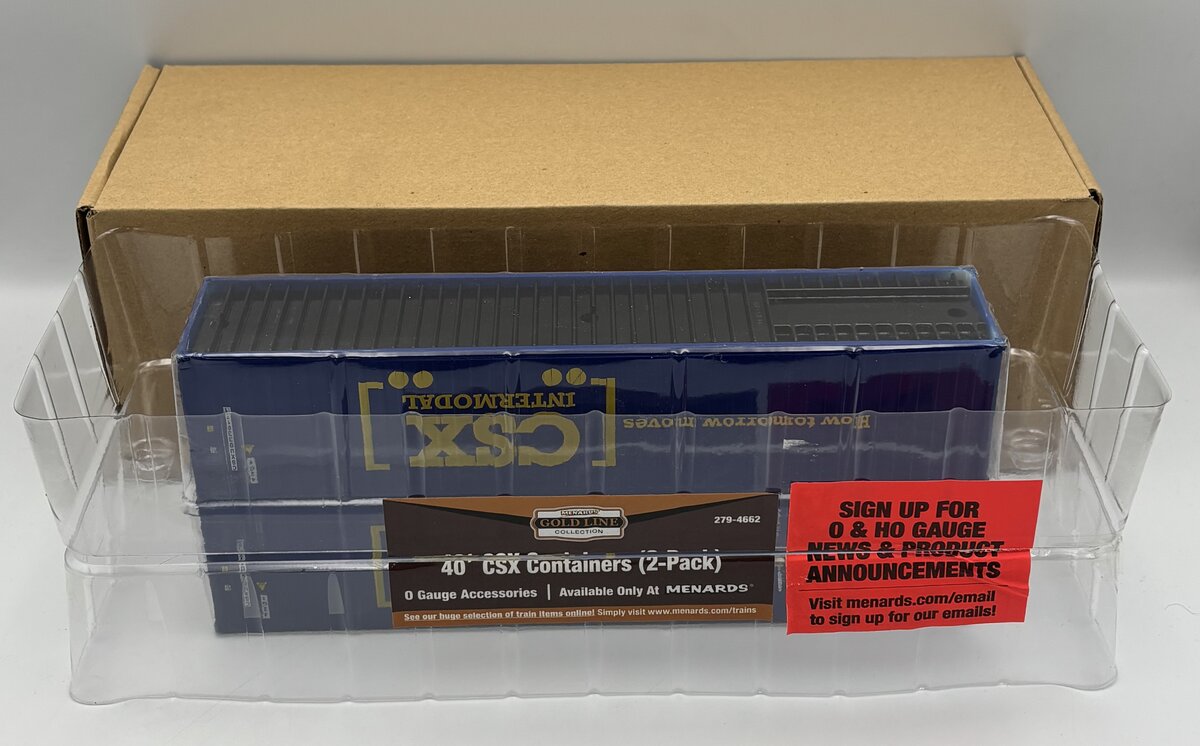 Menards 279-4662 O Gauge CSX 40' Containers 2-Pack LN/Box