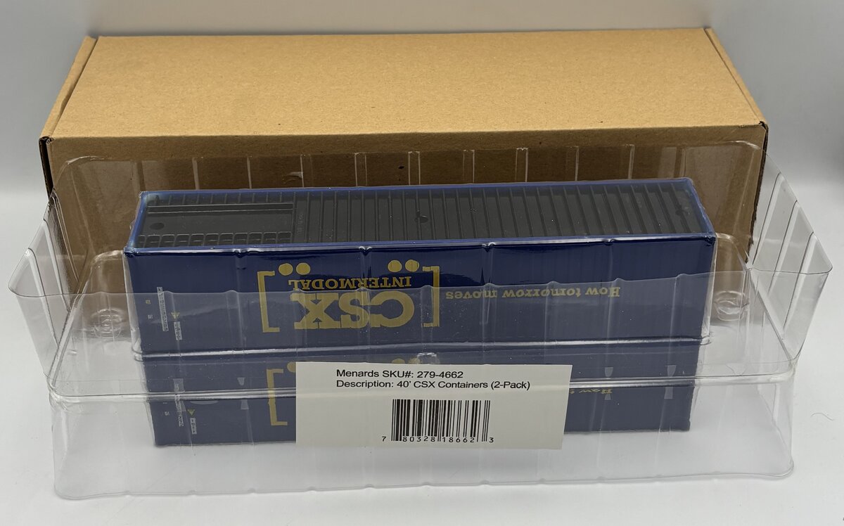 Menards 279-4662 O Gauge CSX 40' Containers 2-Pack LN/Box