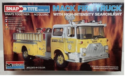 Monogram 1214 1:32 Scale Mack Fire Truck w/High Intensity Searchlight Model Kit