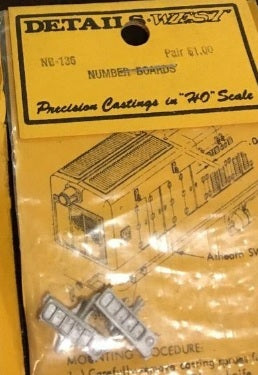 Details West NB-135 Number Boards Diecast (Pack of 2)
