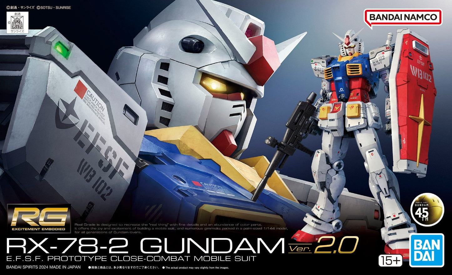 Bandai 2700762 1:144 RG RX-78-2 Gundam Ver.2.0 Plastic Model Kit