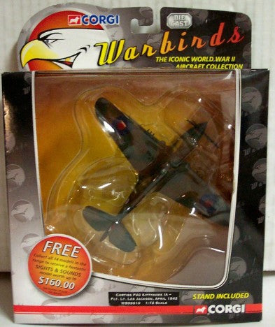 Corgi W0706 1:72 Die-Cast Warbirds Curtiss P40 Kittyhawk IA FLT. LT. Les Jackson