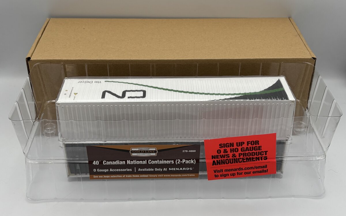 Menards 279-4660 O Gauge Canadian National 40' Containers (2-Pack) MT/Box