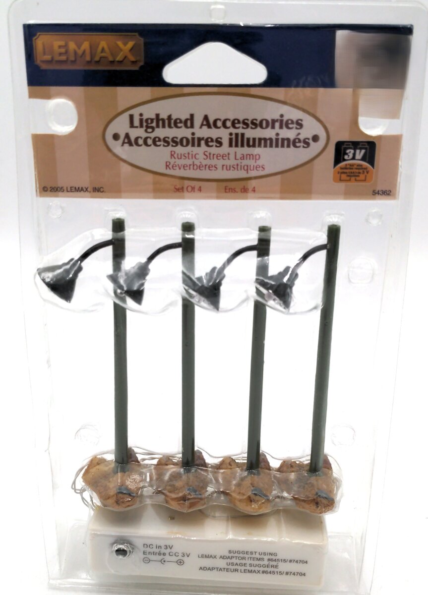 Lemax 54362 Lighted Accessories Rustic Street Lamps 3V DC (Set of 4)